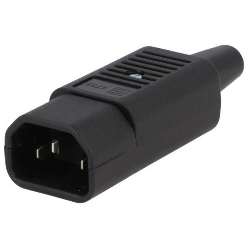 4735.0000; Connector: AC supply; plug; male; 10A; 250VAC; IEC 60320; C14 (E); SCHURTER