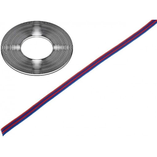 0240 029; Wire: ribbon; stranded; Cu; 4x0,124mm2; unshielded; PVC; red,blue; TECHNOKABEL 0240 029; Wire: ribbon; stranded; Cu; 4x0,124mm2; unshielded; PVC; red,blue; TECHNOKABEL