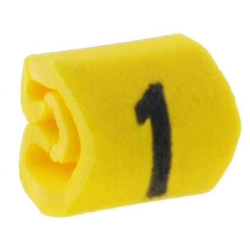 515-01614; Markers for cables and wires; Label symbol: 1; 1÷3mm; PVC; yellow; HELLERMANNTYTON