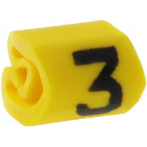 515-01634; Markers for cables and wires; Label symbol: 3; 1÷3mm; PVC; yellow; HELLERMANNTYTON