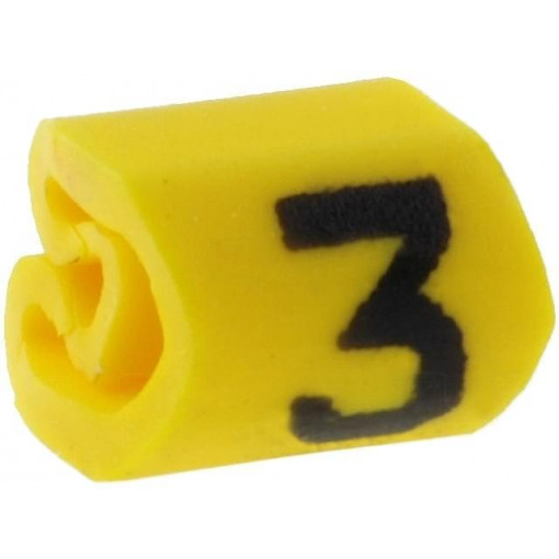 515-01634; Markers for cables and wires; Label symbol: 3; 1÷3mm; PVC; yellow; HELLERMANNTYTON
