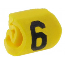 515-01664; Markers for cables and wires; Label symbol: 6; 1÷3mm; PVC; yellow; HELLERMANNTYTON