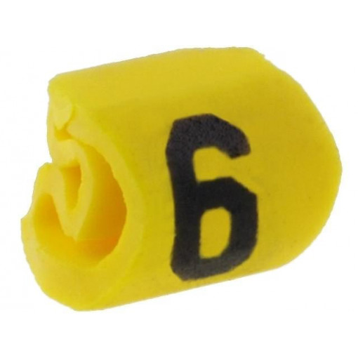 515-01664; Markers for cables and wires; Label symbol: 6; 1÷3mm; PVC; yellow; HELLERMANNTYTON