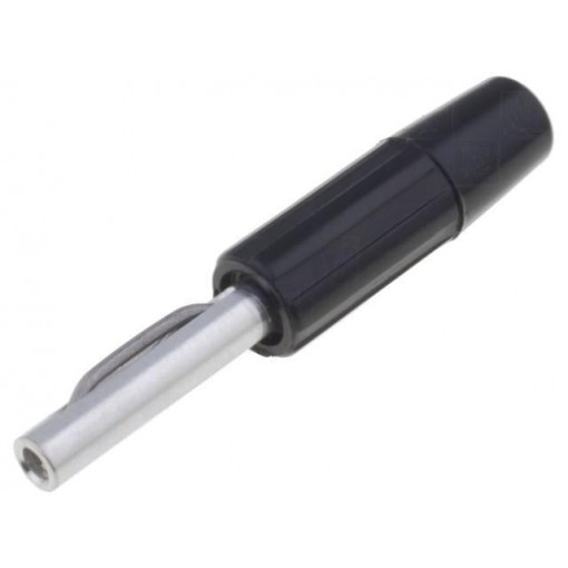 550-0100; Plug; 4mm banana; 10A; 60VDC; black; non-insulated; for cable; 10mΩ; DELTRON