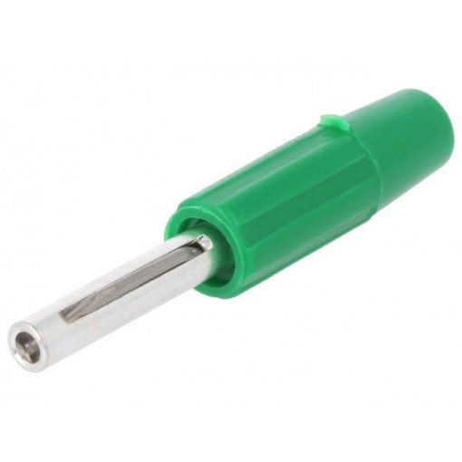 550-0400; Plug; 4mm banana; 10A; 60VDC; green; non-insulated; for cable; 10mΩ; DELTRON