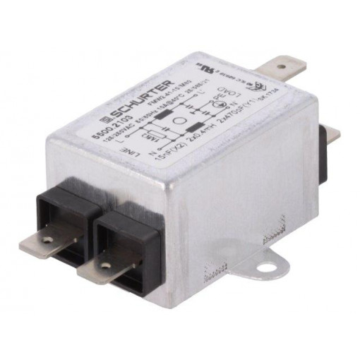 5500.2103; Filter: anti-interference; 250VAC; 0.47nF; 400uH; Ioper.max: 10A; SCHURTER 5500.2103; Filter: anti-interference; 250VAC; 0.47nF; 400uH; Ioper.max: 10A; SCHURTER