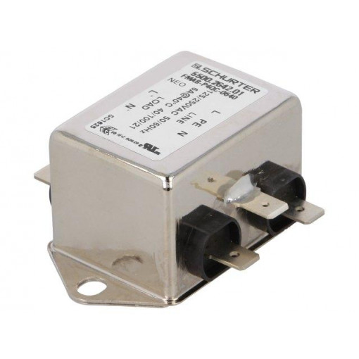 5500.2642.01; Filter: anti-interference; 250VAC; Ioper.max: 6A; Ir: 0.5mA; SCHURTER