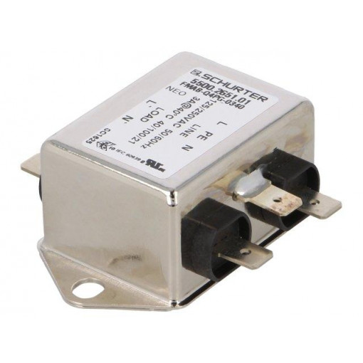 5500.2651.01; Filter: anti-interference; 250VAC; Ioper.max: 3A; Ir: 0.5mA; SCHURTER
