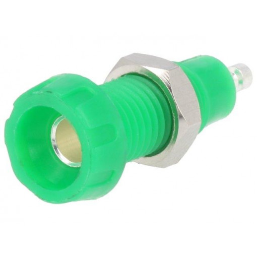 551-0400; Socket; 4mm banana; 10A; 50VDC; 28.5mm; green; nickel plated; 10mΩ; DELTRON 551-0400; Socket; 4mm banana; 10A; 50VDC; 28.5mm; green; nickel plated; 10mΩ; DELTRON