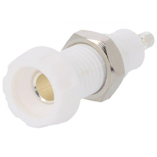 551-0600; Socket; 4mm banana; 10A; 50VDC; 28.5mm; white; nickel plated; 10mΩ; DELTRON 551-0600; Socket; 4mm banana; 10A; 50VDC; 28.5mm; white; nickel plated; 10mΩ; DELTRON