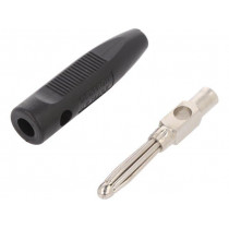 555-0100; Plug; 4mm banana; 16A; 50VDC; black; for cable; 2.5mm2; DELTRON