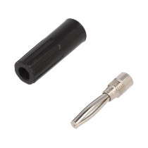 557-0100; Plug; 4mm banana; 10A; 50VDC; black; non-insulated; for cable; DELTRON