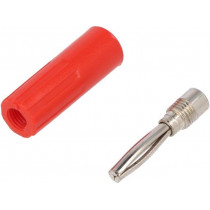 557-0500; Plug; 4mm banana; 10A; 50VDC; red; non-insulated; for cable; 3.5mm2; DELTRON