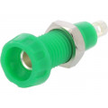 563-0400; Socket; 4mm banana; 10A; 250VAC; 28.5mm; green; nickel plated; 10mΩ; DELTRON