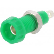 563-0400; Socket; 4mm banana; 10A; 250VAC; 28.5mm; green; nickel plated; 10mΩ; DELTRON