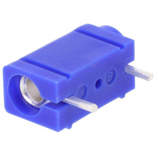 571-0200; Socket; 4mm banana; 10A; 250VDC; blue; silver plated; PCB; 23.3mm; DELTRON