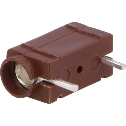 571-0300; Socket; 4mm banana; 10A; 250VDC; brown; silver plated; PCB; 23.3mm; DELTRON