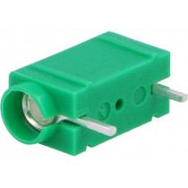 571-0400; Socket; 4mm banana; 10A; 250VDC; green; silver plated; PCB; 23.3mm; DELTRON