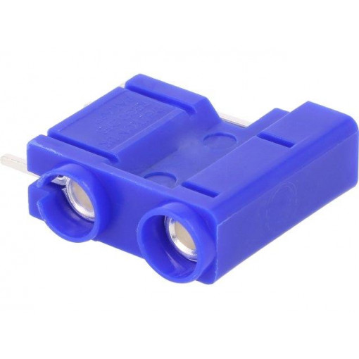 572-0200; Socket; 4mm banana; 10A; 250VDC; blue; silver plated; PCB; 29.7mm; DELTRON