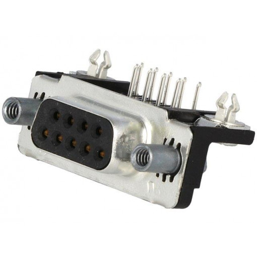 5747844-6; D-Sub; PIN: 9; socket; female; angled 90°; THT; UNC4-40; 0.76um; TE Connectivity