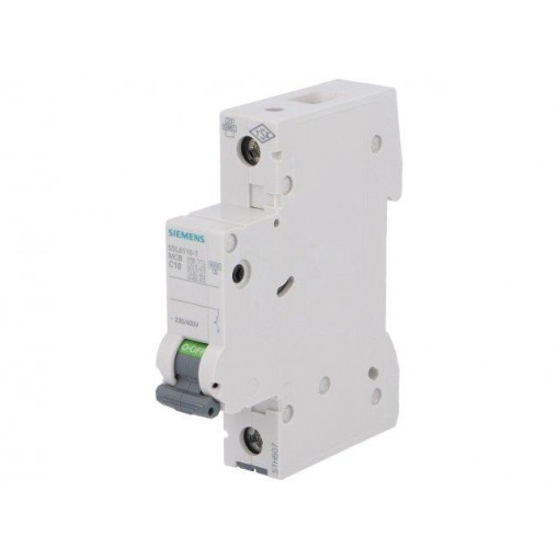 5SL6110-7; Circuit breaker; 230VAC; Inom: 10A; Poles: 1; DIN; Charact: C; 6kA; SIEMENS