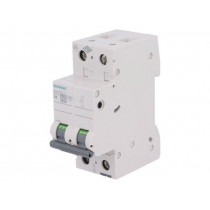 5SL6202-7; Circuit breaker; 400VAC; Inom: 2A; Poles: 2; DIN; Charact: C; 6kA; SIEMENS