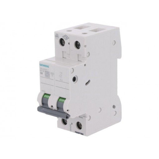 5SL6206-7; Circuit breaker; 400VAC; Inom: 6A; Poles: 2; DIN; Charact: C; 6kA; SIEMENS