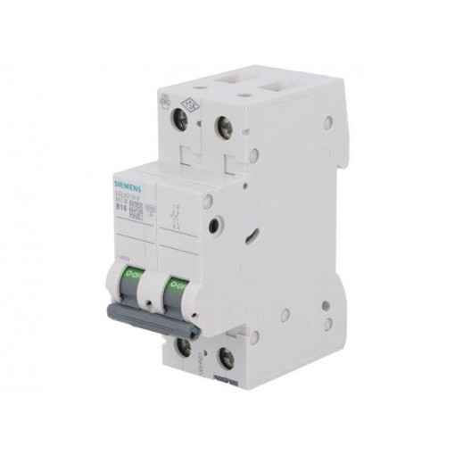 5SL6216-6; Circuit breaker; 400VAC; Inom: 16A; Poles: 2; DIN; Charact: B; 6kA; SIEMENS