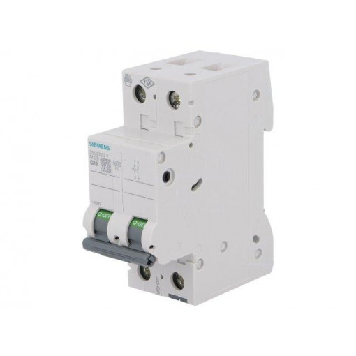 5SL6220-7; Circuit breaker; 400VAC; Inom: 20A; Poles: 2; DIN; Charact: C; 6kA; SIEMENS