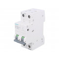 5SL6225-7; Circuit breaker; 400VAC; Inom: 25A; Poles: 2; DIN; Charact: C; 6kA; SIEMENS