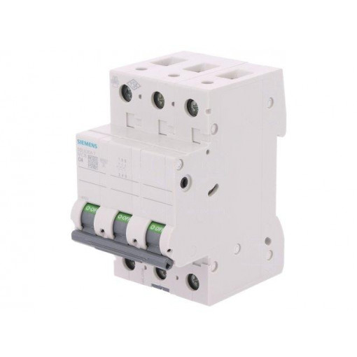 5SL6304-7; Circuit breaker; 400VAC; Inom: 4A; Poles: 3; DIN; Charact: C; 6kA; SIEMENS