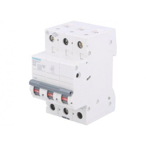 5SL6310-7; Circuit breaker; 400VAC; Inom: 10A; Poles: 3; DIN; Charact: C; 6kA; SIEMENS