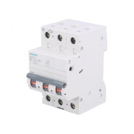 5SL6316-7; Circuit breaker; 400VAC; Inom: 16A; Poles: 3; DIN; Charact: C; 6kA; SIEMENS