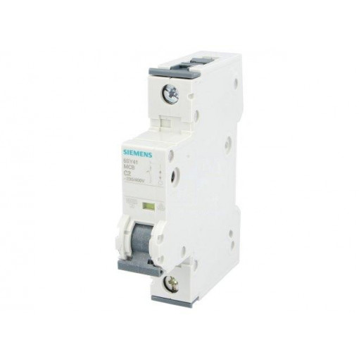 5SY4102-7; Circuit breaker; 400VAC; Inom: 2A; Poles: 1; DIN; Charact: C; 10kA; SIEMENS