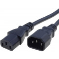 6007.0214; Cable; IEC C13 female,IEC C14 male; 2m; black; PVC; 3x1mm2; 10A; SCHURTER