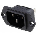 6100.3300; Connector: AC supply; socket; male; 10A; 250VAC; IEC 60320; C14 (E); SCHURTER