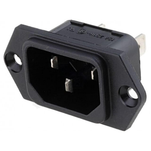 6100.3300; Connector: AC supply; socket; male; 10A; 250VAC; IEC 60320; C14 (E); SCHURTER