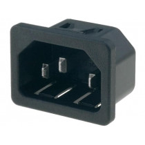 6100.4310; Connector: AC supply; socket; male; 10A; 250VAC; IEC 60320; C14 (E); SCHURTER
