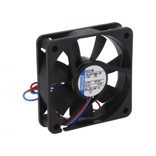 612 FH; Fan: DC; axial; 60x60x15mm; 33m3/h; 31dBA; ball bearing; 4500rpm; EBM-PAPST