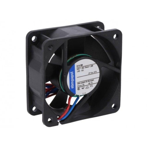 614 NN; Fan: DC; axial; 60x60x25mm; 42m3/h; 35dBA; ball bearing; 5100rpm; EBM-PAPST