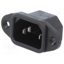 6162.0046; Connector: AC supply; socket; male; 10A; 250VAC; IEC 60320; C14 (E); SCHURTER