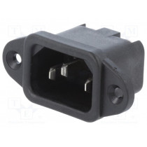 6162.0061; Connector: AC supply; socket; male; 10A; 250VAC; IEC 60320; C14 (E); SCHURTER