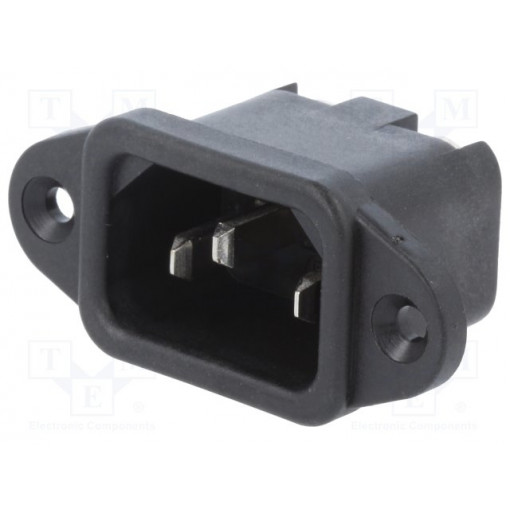 6162.0061; Connector: AC supply; socket; male; 10A; 250VAC; IEC 60320; C14 (E); SCHURTER