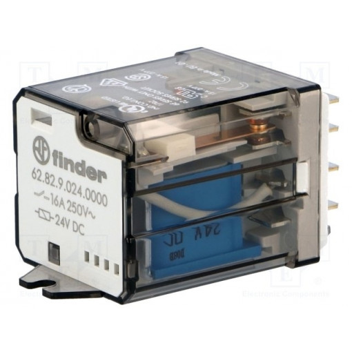62.82.9.024.0000; Relay: electromagnetic; DPDT; 24VDC; 16A; industrial; Series: 62.82; FINDER