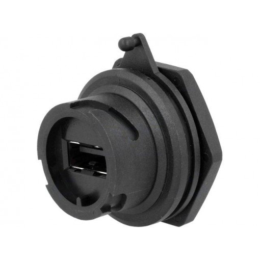 690-W04-260-014; Socket; USB A; for panel mounting; soldering; straight; IP67; EDAC 690-W04-260-014; Socket; USB A; for panel mounting; soldering; straight; IP67; EDAC
