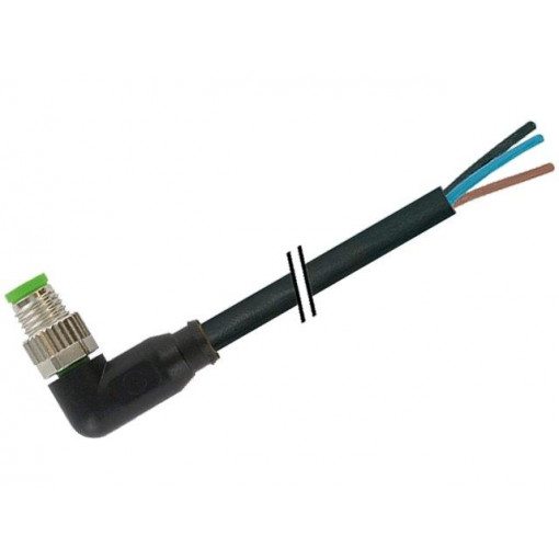 7000-08021-6100500; Connection lead; M8; PIN: 3; angled; 5m; plug; 60VAC; 4A; -20÷85°C; MURR ELEKTRONIK