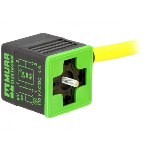 7000-18021-0260500; Valve connector; plug; Type: A; PIN: 4; 18mm; 4A; female; 24VDC; IP65; MURR ELEKTRONIK 7000-18021-0260500; Valve connector; plug; Type: A; PIN: 4; 18mm; 4A; female; 24VDC; IP65; MURR ELEKTRONIK