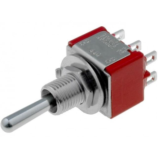 7205SYZQE; Switch: toggle; Pos: 3; DP3T; (ON)-OFF-(ON); 2A/250VAC; 5A/28VDC; C&K