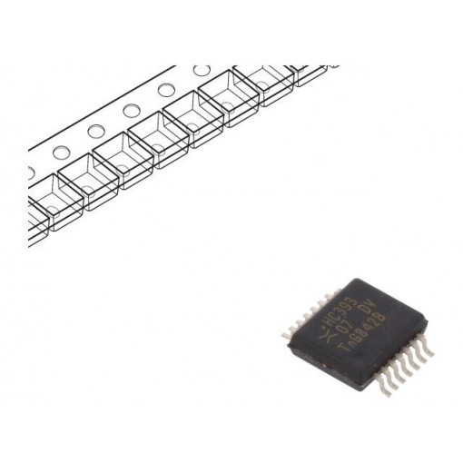 74HC393DB.118; IC: digital; 4bit,binary counter; Channels: 2; Series: HC; SMD; NEXPERIA 74HC393DB.118; IC: digital; 4bit,binary counter; Channels: 2; Series: HC; SMD; NEXPERIA
