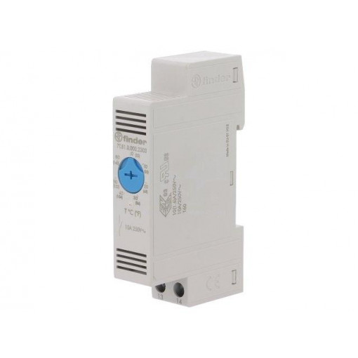 7T.81.0.000.2303; Sensor: thermostat; Contacts: NO; 10A; 250VAC; 7±4 K; IP20; FINDER